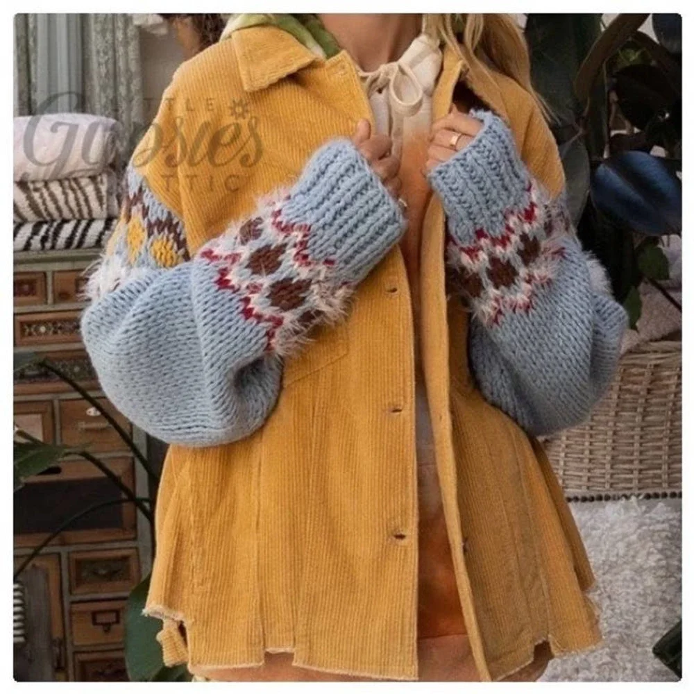 POL Winter Corduroy & Knit Sleeve Jacket - Picture 9 of 13